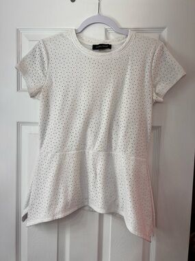 Ivanka Trump White Eyelet Peplum Top Small Feminine Summer Blouse spring summer